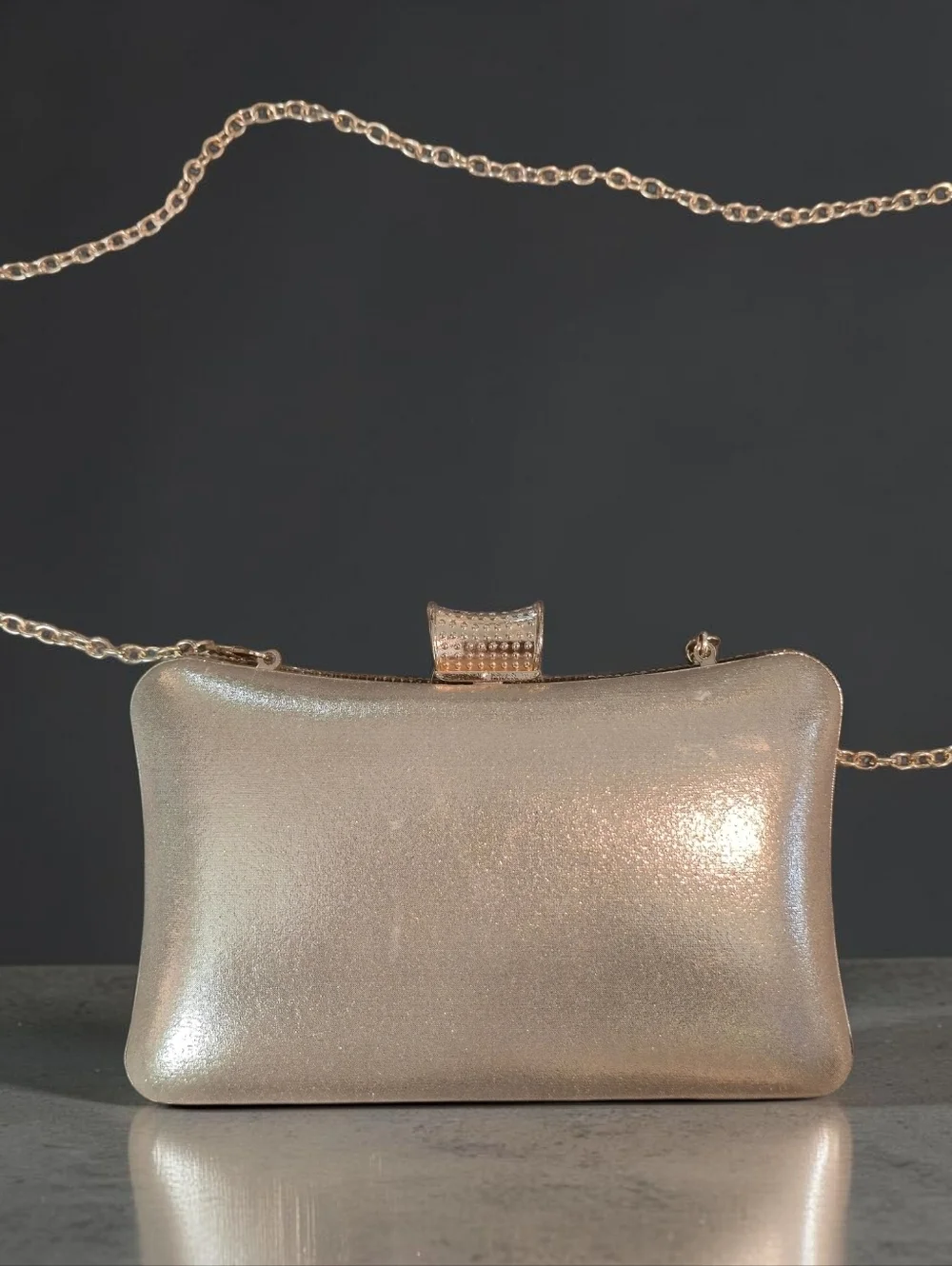 Vintage Rhinestone Crystal Evening Clutch Gold Chain Glam Cocktail Bag